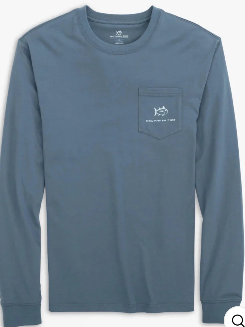 Southern marsh Tide Long-Sleeve Pocket Tee in Slate! Dog print! L